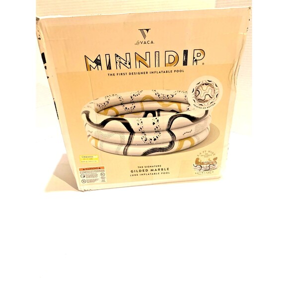 Minnidip The Signature Gilded Marble Luxe Inflatable Designer  Pool 5.5’ x 1.5’ - Picture 4 of 5
